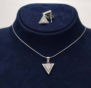 Set Argint 925 triunghi echilateral cu zirconii, cod SET304