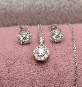 Set Lantisor ,Pandantiv Din Argint Si Cercei cod Set121A