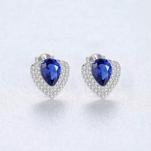 Cercei din argint 925 Safir Albastru- ARG97E