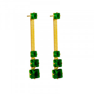 Cercei din inox AURIU Crystal Drop Verde E4003