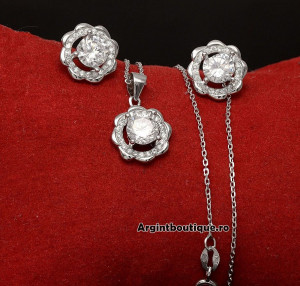 Set Argint 925 Rodiat Si Zirconii Albe cod SET108