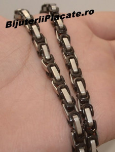 Lant inox model Byzantine Ton Argintiu si Negru L204
