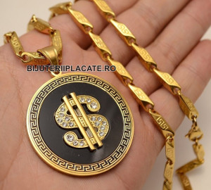 Lant inox si Medalion DOLLAR Versace LC15M