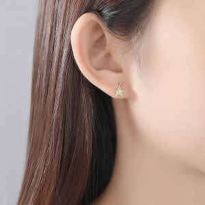 Cercei ARGINT Lacrima Moon&Star placati cu aur Arg398F