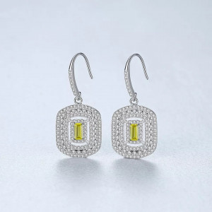 Cercei ARGINT Yellow Crystal Patrat Arg398A