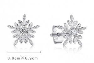 Cercei Din Argint - White Snowflake- cod ARG01A