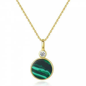 Lantisor Din Argint Auriu --- Malachite Verde --- FINUT Arg399C