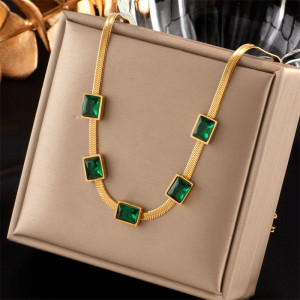 Lantisor Inox Auriu Snake Verde - N1783A