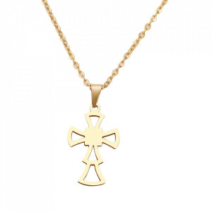 Lantisor Inox Si Cruce Auriu - N319