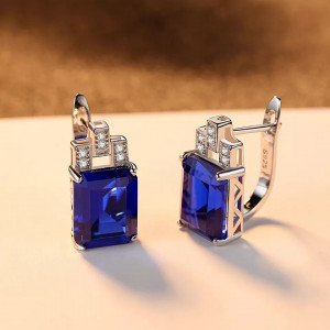 Set Cercei si Lantisor Din Argint S925 Zirconiu BLUE SAPPHIRE Set384E