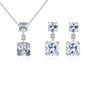 Set Colier si Cercei Din Argint Cubic Zircon Patrat SET399F
