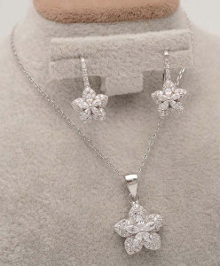 Set din argint Special Flower cu rodiu si cristale cod SET307