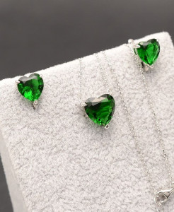 Set elegant din argint 925 cu zirconii Verzi SET253C