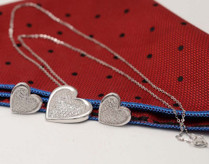 Set Lantisor, Pandantiv si Cercei ---Heart--- cod Set224
