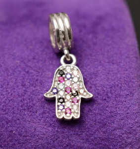 Talisman din argint Multicolor Fatima Hand CHA1023