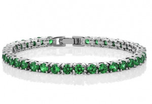 Bratara Silver Tennis Green ARG246