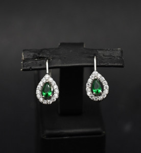 Cercei din argint Silver Green Tear ARG316C