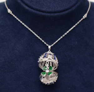 Colier Cu Lantisor Din Argint -- FABERGE DIAMOND Blue--ARG299