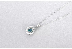Colier Din Argint Piatra Verde/Green Zirconiu Lacrima ARG397N