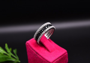 Inel Argint 925 cu Zirconii -- Black- ARG101A