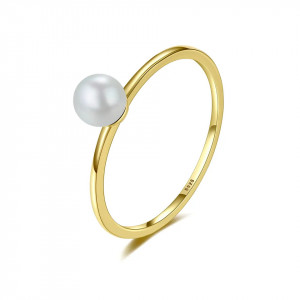 Inel Argint Minimalist cu Perla placat cu Aur -- ARG399P