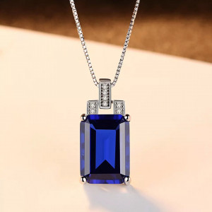 Set Cercei si Lantisor Din Argint S925 Zirconiu BLUE SAPPHIRE Set384E
