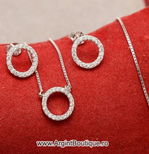 Set Lantisor ,Pandantiv Din Argint Si Cercei cod 170Arg