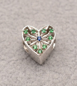 Talisman din argint Green & Blue Heart CHA1095