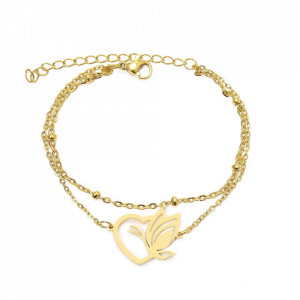 Bratara Inox Auriu Model Heart Butterfly -N6993