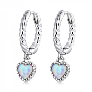 Cercei din argint -OPAL HEART - ARG90A