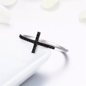 Inel din argint Faith Cross black Arg134A