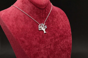 Lantisor Cu Pandativ DIn Argint --"Deep Colorful Tree of Life"- ARG144B