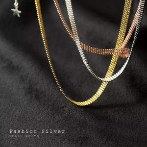 Lantisor Din Argint Placat Aur Choker --- Bead Laser --- Arg401C
