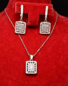 Set Argint 925 dreptunghiuri cu zirconii, cod SET360C