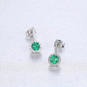 Set Cercei si Lantisor Din Argint S925 Zirconiu Smarald Green Set112E