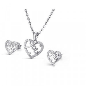 Set Lantisor ,Pandantiv si cercei LOVE YOU cod Set187