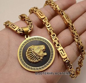 Lant inox --VERSACE-- si Medalion -LION- LC10G