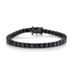 Bratara Tennis Silver Rodiat cu Rodiu Negru si Cristale Negre ARG247