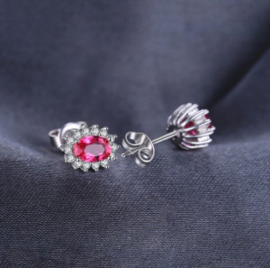 Cercei ARGINT CU Zirconiu --RED SAPPHIRE-- arg237B