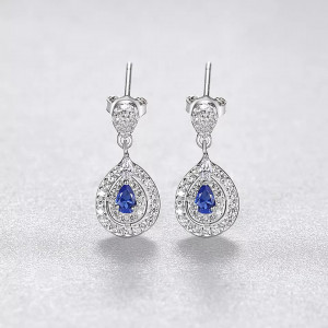 Cercei din argint 925 Safir Albastru- ARG398L