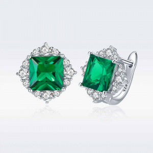 Cercei din Argint GREEN AURORA Patrati ARG54A
