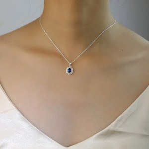 Colier Din Argint Blue SAPPHIRE Arg390NA