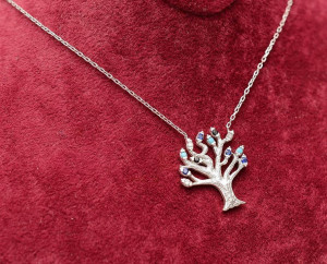 Lantisor Cu Pandativ DIn Argint --"Deep Colorful Tree of Life"- ARG144B