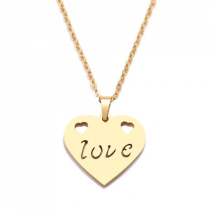 Lantisor Inox Auriu LOVE Inima - N3