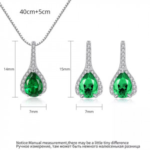 Set Cercei si Lantisor Din Argint S925 Zirconiu Verde Smarald Duchess Set279C