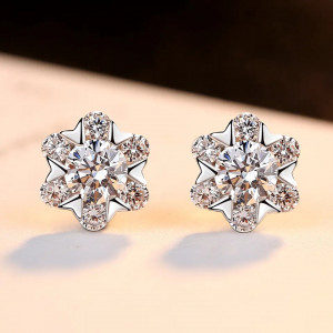 Set Colier Si Cercei Din Argint Iced Out Minimalist SET384