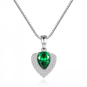 Set Colier si Cercei Din Argint Water Drop Verde/Green Zirconiu SET308C