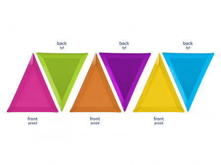 Farfurii colorate triunghi Monsters din carton 19.5x23.5x23.5cm , 6 buc / set