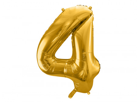 Balon numarul 4 auriu din folie 86 cm