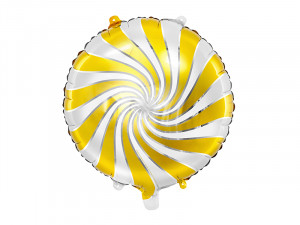 Balon Candy acadea alb cu auriu folie 35cm